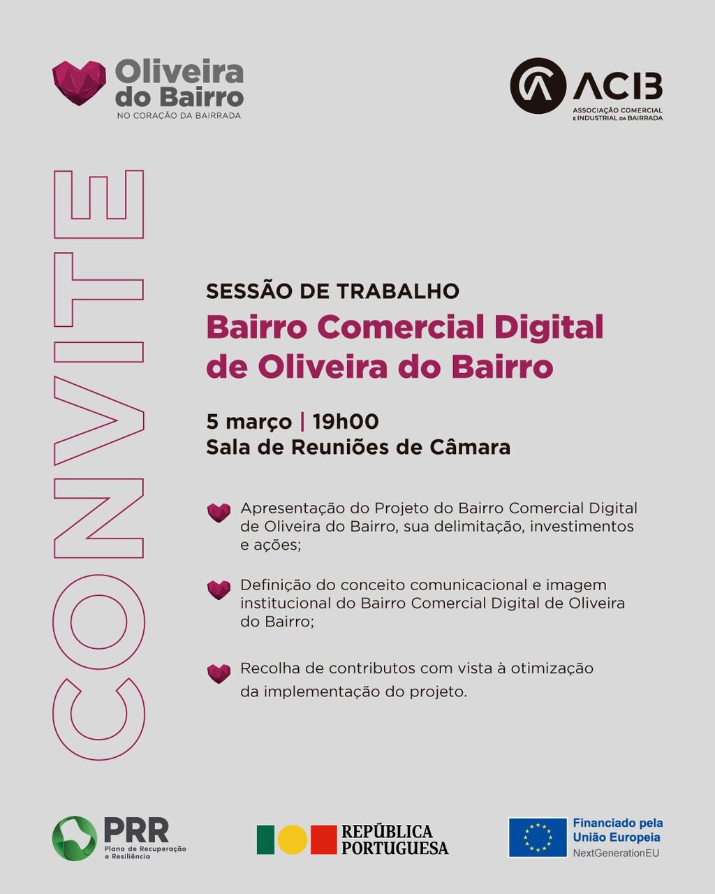 Convite para sess&atilde;o do projeto "Bairro Comercial Digital"