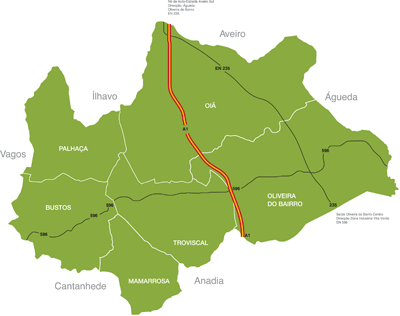 Mapa do concelho de Oliveira do Bairro